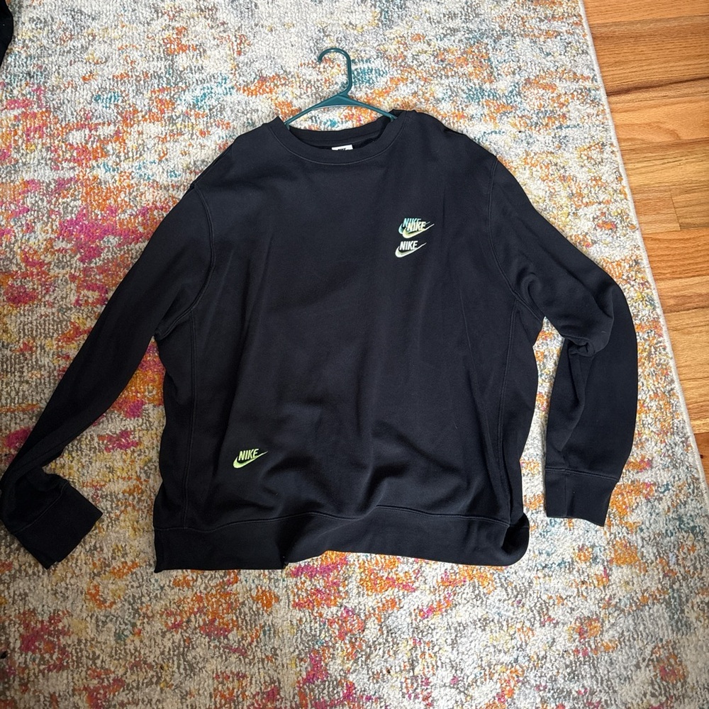 Nike Black Sweatshirt with Green Logo